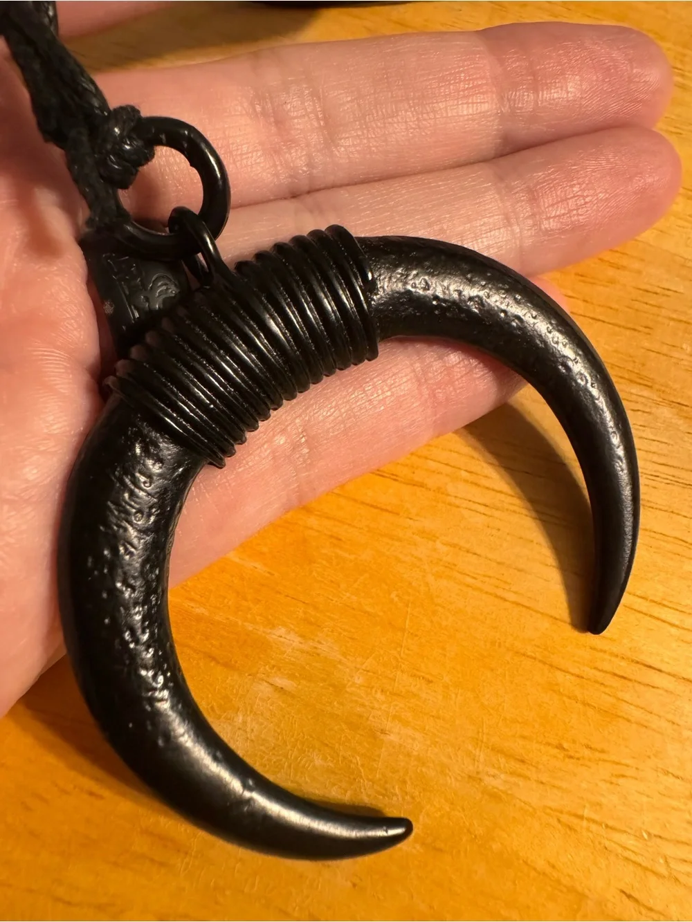 Black Metal Crescent Moon Viking Necklace